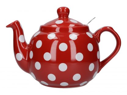 London Pottery Farmhouse tekanna, Röd/Vit Spot, 4 Cup