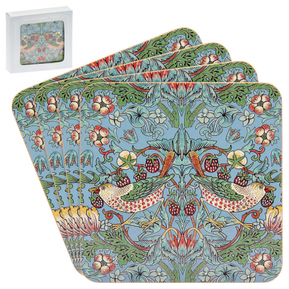 William Morris Teal Strawberry Thief Coasters