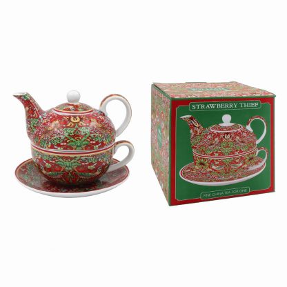 William Morris Red Strawberry Thief Tea for One