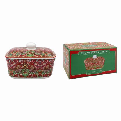 William Morris Red Strawberry Thief Smörbytta