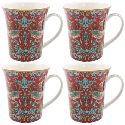 William Morris Red Strawberry Thief 4 muggar i presentförpackning