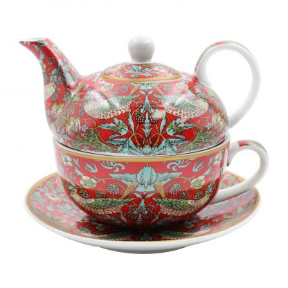William Morris Red Strawberry Thief Tea for one
