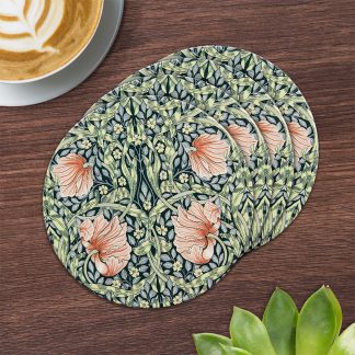 William Morris Pimpernel Blush Coasters i porslin