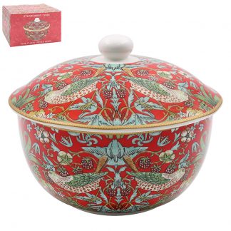 William Morris Red Strawberry Thief Skål med lock