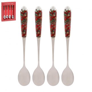 William Morris Red Strawberry Thief Teskedar 4 st