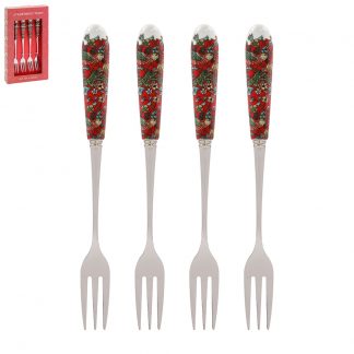 William Morris Red Strawberry Thief Dessertgafflar 4 st