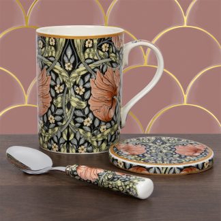 William Morris Pimpernel Blush Mugg, coaster & sked