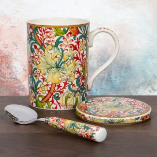 William Morris Golden Lily Mugg, coaster & sked