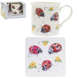 Country Life Presentset Mugg och coaster - Nyckelpigor
