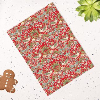 William Morris Red Strawberry Thief kökshandduk