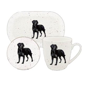 Waggy Tails Svart Labrador mugg, coaster & bricka