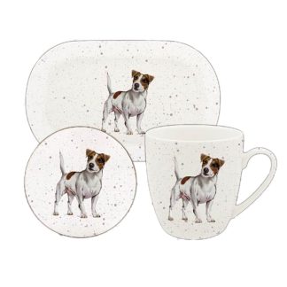 Waggy Tails Jack Russell mugg, coaster & bricka