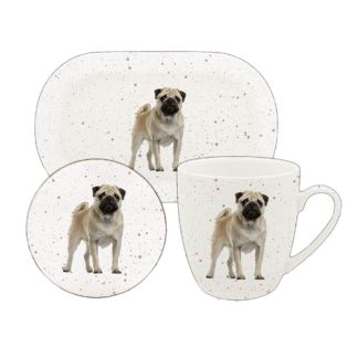 Waggy Tails Mops mugg, coaster & bricka