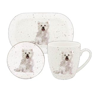 Waggy Tails Westie mugg, coaster & bricka