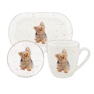 Waggy Tails Yorkie mugg, coaster & bricka