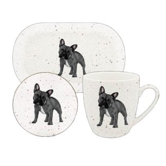 Waggy Tails Frenchie mugg, coaster & bricka