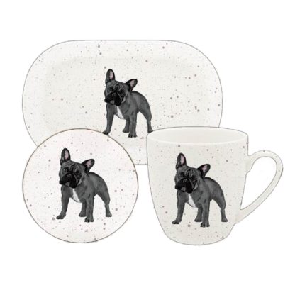 Waggy Tails Frenchie mugg, coaster & bricka