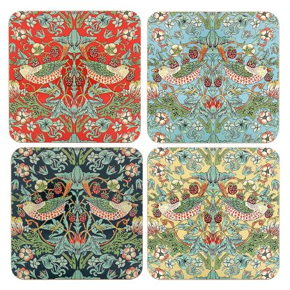 W Morris Strawberry Thief Mix Coasters