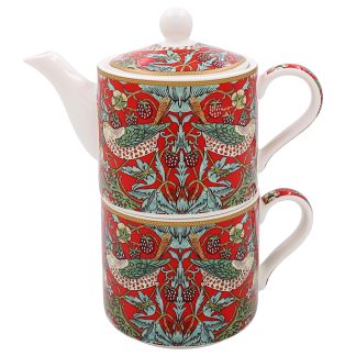 William Morris Red Strawberry Thief Tea for one