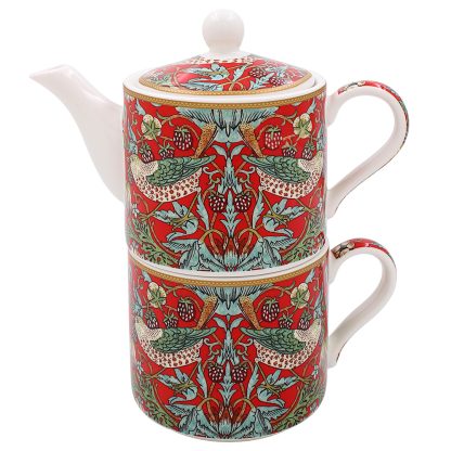 William Morris Red Strawberry Thief Tea for one