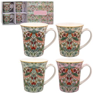 William Morris Strawberry Thief Lustre 4 muggar i presentförpackning