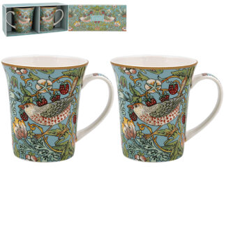 William Morris Teal Strawberry Thief 2 muggar i presentförpackning