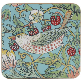 William Morris Teal Strawberry Thief Coasters