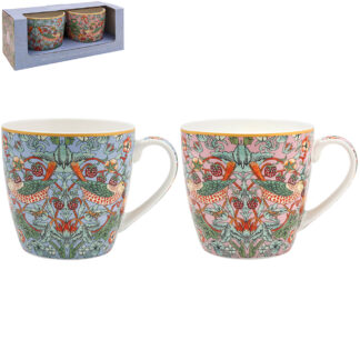 William Morris Strawberry Thief Mix 2 frukostmuggar i presentförpackning