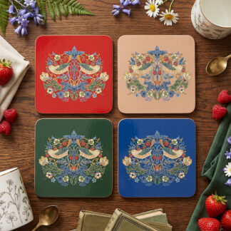 W Morris Strawberry Thief Coasters 4-mix